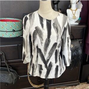 Dolce & Gabbana Black and White Brushstroke Blouse